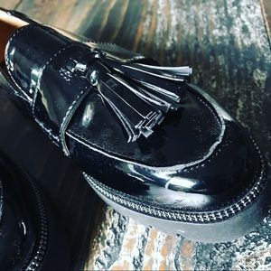 Franco Sarto Black Faux Patent Leather Loafer